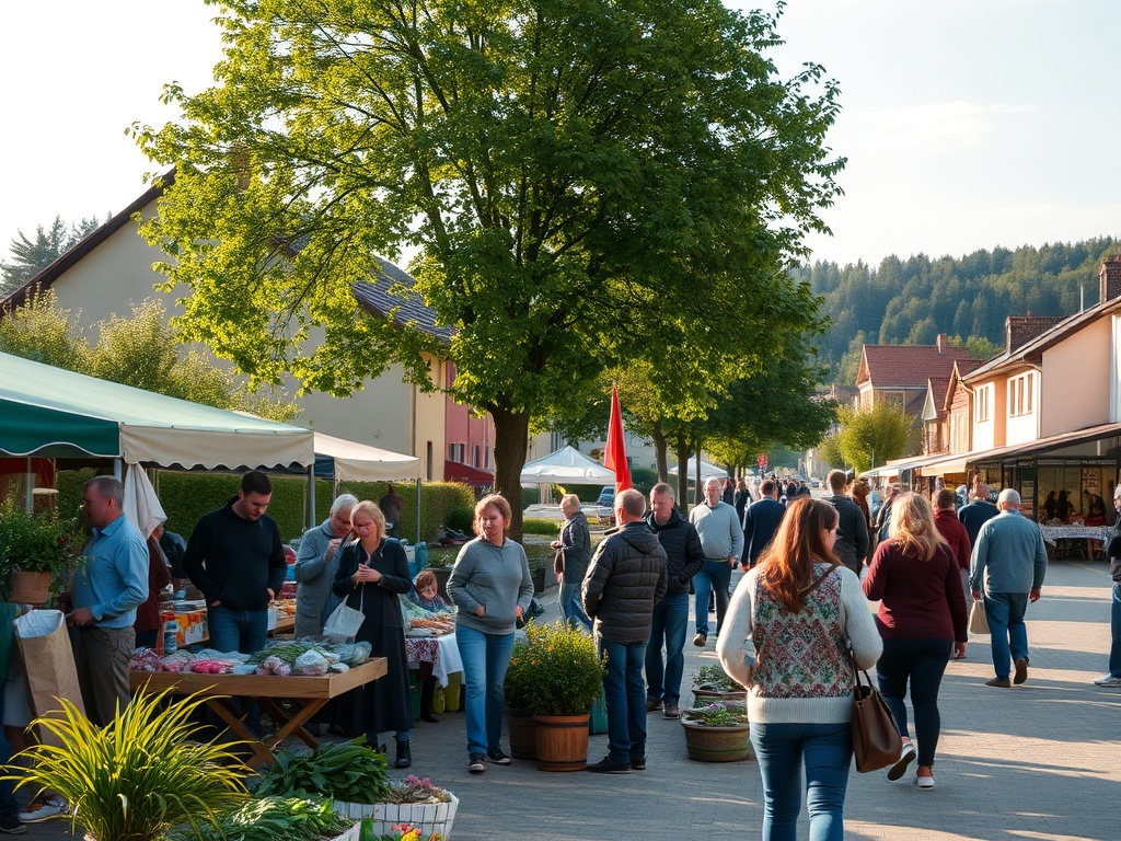 Ilustracja symbolizująca Dzień Ziemi z elementami przyrody i miasta Lipno.